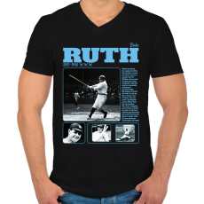PRINTFASHION Babe Ruth - baseball - Férfi V-nyakú póló - Fekete
