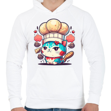 PRINTFASHION Baby cat - Férfi kapucnis pulóver - Fehér férfi pulóver, kardigán