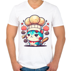 PRINTFASHION Baby cat - Férfi V-nyakú póló - Fehér