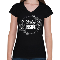 PRINTFASHION Baby inside - White - Női V-nyakú póló - Fekete