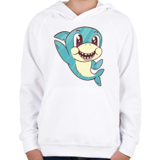 PRINTFASHION Baby shark - Gyerek kapucnis pulóver - Fehér