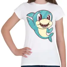 PRINTFASHION Baby shark - Női póló - Fehér női póló