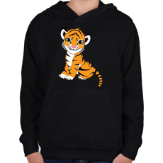PRINTFASHION Baby Tiger - Gyerek kapucnis pulóver - Fekete