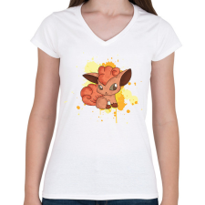 PRINTFASHION Baby Vulpix - Női V-nyakú póló - Fehér női póló