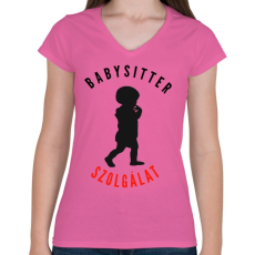 PRINTFASHION Babysitter,babysitter,szolgálat,szakmai - Női V-nyakú póló - Rózsaszín
