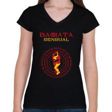 PRINTFASHION Bachata Sensual táncos S0201-for black - Női V-nyakú póló - Fekete női póló