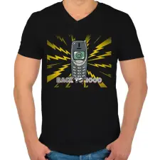 PRINTFASHION BACK TO 2000 - Férfi V-nyakú póló - Fekete férfi póló