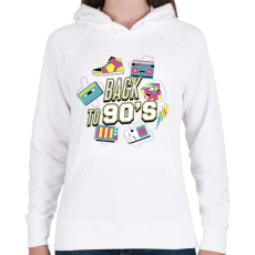 PRINTFASHION Back to the 90's - Női kapucnis pulóver - Fehér