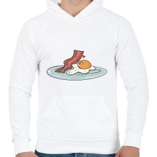 PRINTFASHION Bacon és tojás - Férfi kapucnis pulóver - Fehér
