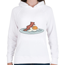 PRINTFASHION Bacon és tojás - Női kapucnis pulóver - Fehér