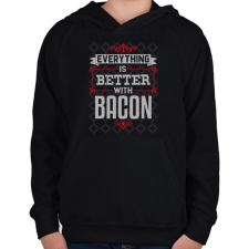PRINTFASHION Bacon - Gyerek kapucnis pulóver - Fekete gyerek pulóver, kardigán