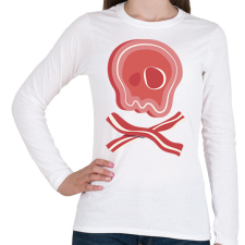 PRINTFASHION Bacon koponya - Női hosszú ujjú póló - Fehér női póló