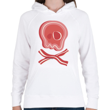 PRINTFASHION Bacon koponya - Női kapucnis pulóver - Fehér női pulóver, kardigán