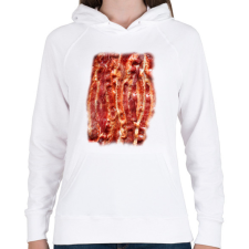 PRINTFASHION Bacon - Női kapucnis pulóver - Fehér női pulóver, kardigán