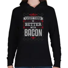 PRINTFASHION Bacon - Női kapucnis pulóver - Fekete női pulóver, kardigán