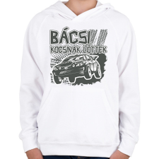 PRINTFASHION Bácsi kocsinak lőttek - Gyerek kapucnis pulóver - Fehér gyerek pulóver, kardigán