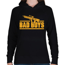 PRINTFASHION Bad boys gun - Női kapucnis pulóver - Fekete női pulóver, kardigán