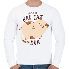 PRINTFASHION Bad Cat - Férfi pulóver - Fehér férfi pulóver, kardigán