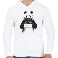 PRINTFASHION Bad panda - Férfi kapucnis pulóver - Fehér férfi pulóver, kardigán