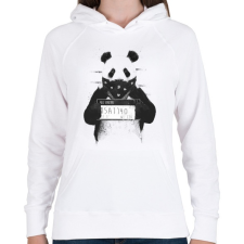 PRINTFASHION Bad panda - Női kapucnis pulóver - Fehér női pulóver, kardigán