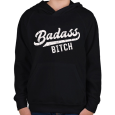 PRINTFASHION Badass b*tch - Gyerek kapucnis pulóver - Fekete