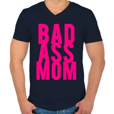 PRINTFASHION Badass moms - Férfi V-nyakú póló - Sötétkék férfi póló