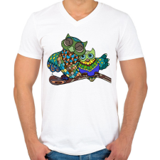 PRINTFASHION Baglyok - Férfi V-nyakú póló - Fehér férfi póló