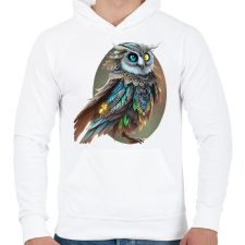 PRINTFASHION bagoly1kész - Férfi kapucnis pulóver - Fehér férfi pulóver, kardigán