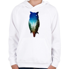 PRINTFASHION Bagoly absztrakt - Gyerek kapucnis pulóver - Fehér
