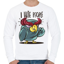PRINTFASHION Bagoly - antIszociális - hate people - Férfi pulóver - Fehér férfi pulóver, kardigán