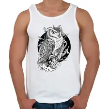 PRINTFASHION bagoly - Férfi atléta - Fehér atléta, trikó