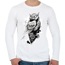 PRINTFASHION Bagoly - Férfi hosszú ujjú póló - Fehér férfi póló