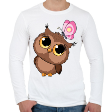 PRINTFASHION bagoly - Férfi hosszú ujjú póló - Fehér férfi póló