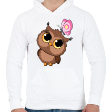 PRINTFASHION bagoly - Férfi kapucnis pulóver - Fehér