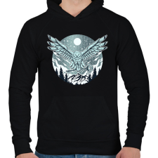 PRINTFASHION bagoly - Férfi kapucnis pulóver - Fekete férfi pulóver, kardigán
