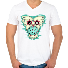 PRINTFASHION Bagoly - Férfi V-nyakú póló - Fehér férfi póló