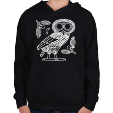 PRINTFASHION Bagoly - Gyerek kapucnis pulóver - Fekete