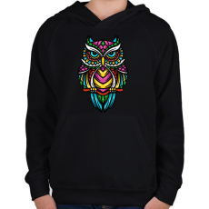 PRINTFASHION Bagoly  - Gyerek kapucnis pulóver - Fekete