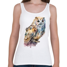 PRINTFASHION Bagoly - Női atléta - Fehér női trikó