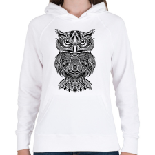 PRINTFASHION Bagoly - Női kapucnis pulóver - Fehér női pulóver, kardigán