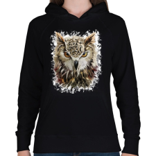 PRINTFASHION bagoly - Női kapucnis pulóver - Fekete női pulóver, kardigán