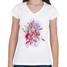 PRINTFASHION Bagoly - Női V-nyakú póló - Fehér