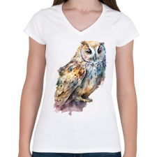 PRINTFASHION Bagoly  - Női V-nyakú póló - Fehér női póló