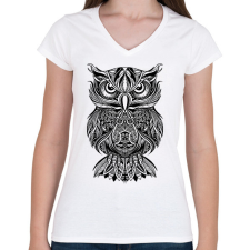 PRINTFASHION Bagoly - Női V-nyakú póló - Fehér női póló