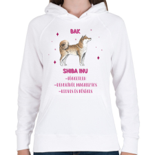 PRINTFASHION Bak - Shiba inu - Női kapucnis pulóver - Fehér női pulóver, kardigán