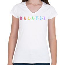 PRINTFASHION BALATON - Női V-nyakú póló - Fehér női póló