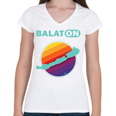 PRINTFASHION Balaton  - Női V-nyakú póló - Fehér