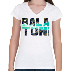PRINTFASHION Balaton - Női V-nyakú póló - Fehér