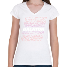 PRINTFASHION Balaton - Női V-nyakú póló - Fehér