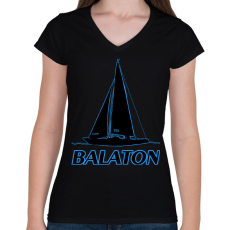 PRINTFASHION balaton - Női V-nyakú póló - Fekete